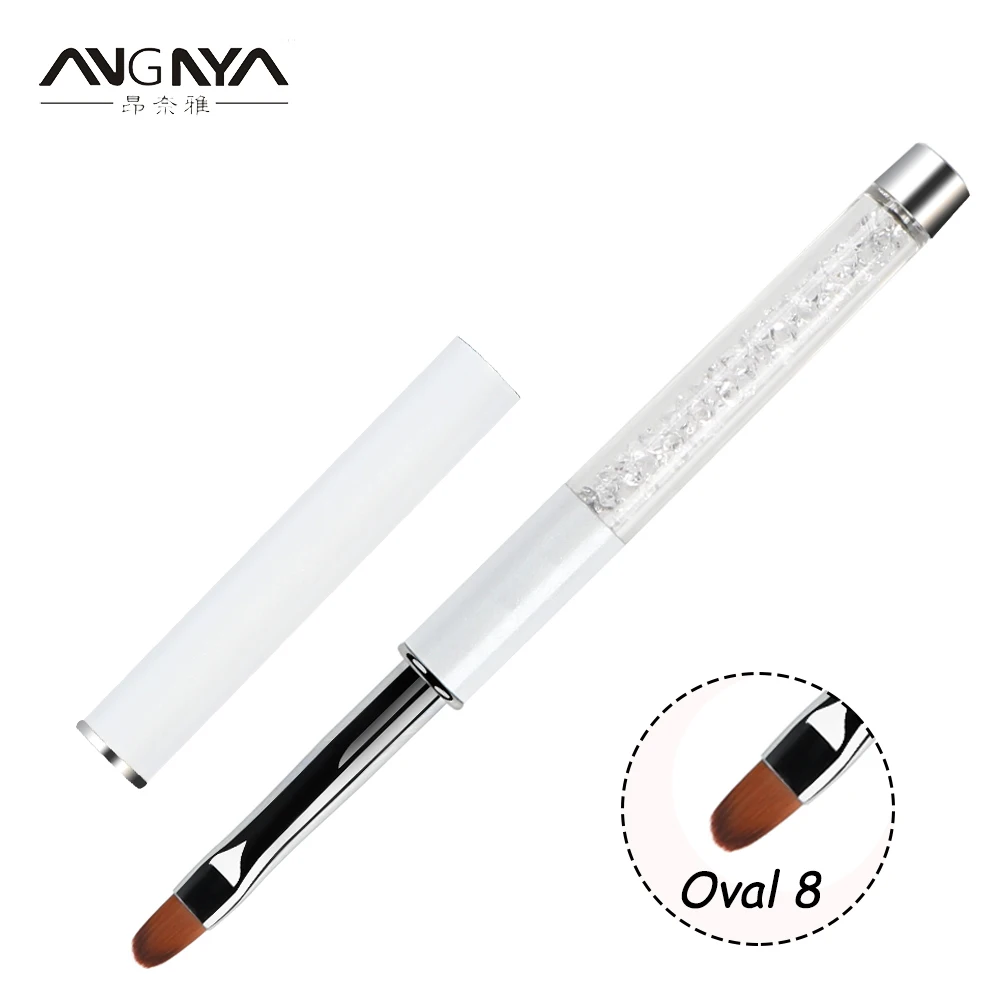 Nail Art Brush Acrylic UV Gel Nail Polish Brush Liner Brush Painting Brush 2#4#6#8#10# Oval Drawing Brush Rhinestone Crystal 3