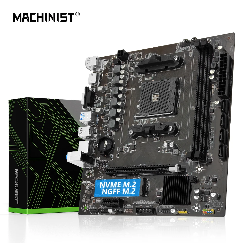 MACHINIST 마더보드 AM4 슬롯 지지대 AMD Ryzen 1-5 세대 CPU HDMI VGA 데스크탑 DDR4 메모리 듀얼 채널 NVME M.2 NGFF B450 