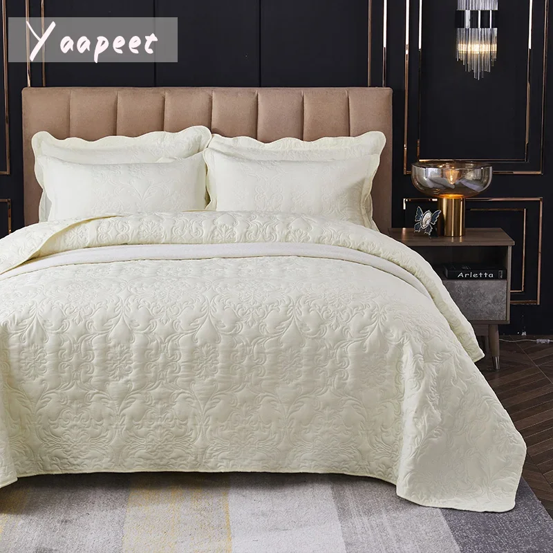 Cotton Quilted Bedspread Queen King Size Bed Cover Blanket