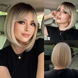 Burgundy Wine Red Bob Wig with Thick Bangs - Heat Resistant Synthetic Hair (SS176 - 1)