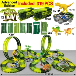 Magic Climbing Dinosaur Electric Car Track Set with Flexible Race Tracks and Flashing Lights - High Quality Toy (Track Set 319)