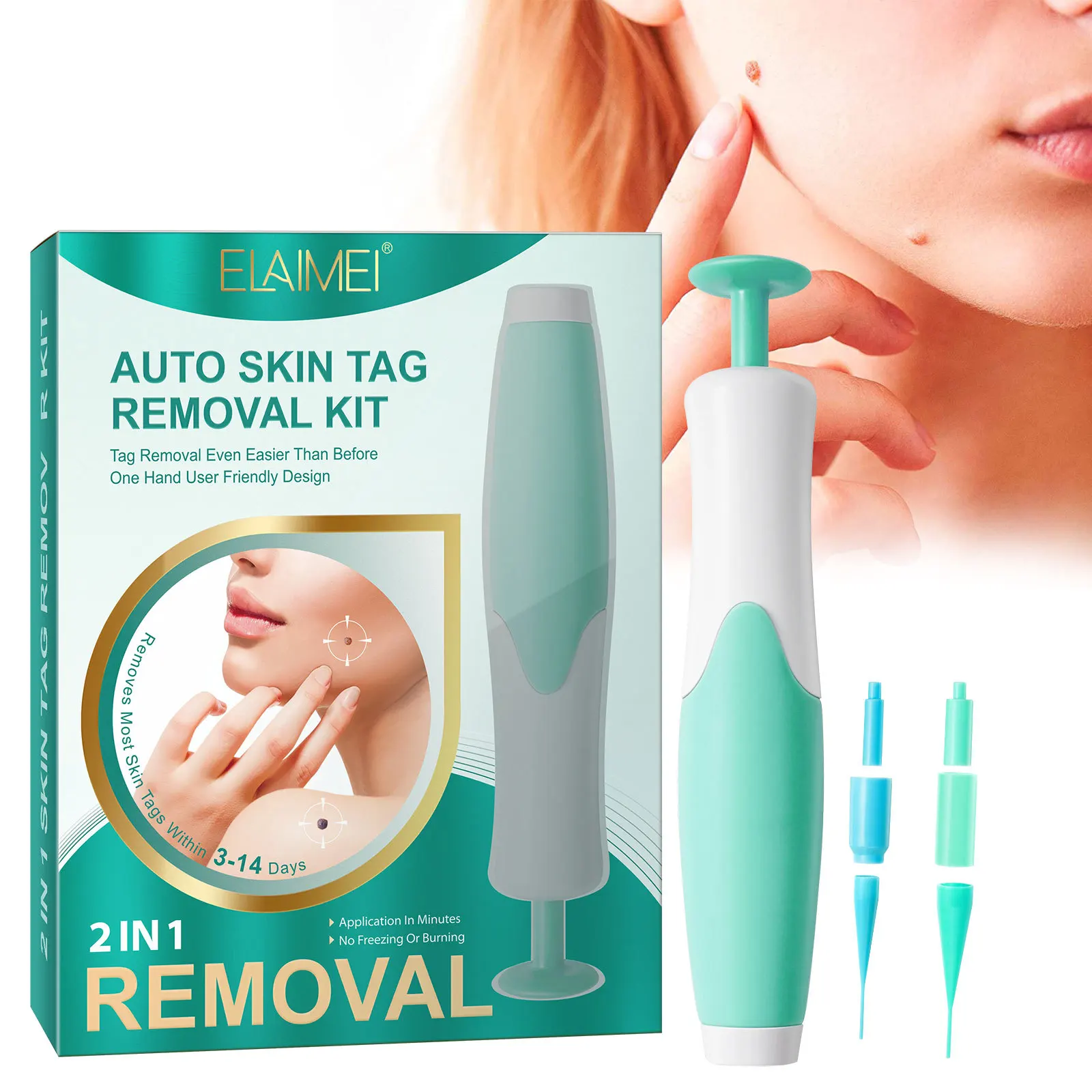 

Auto Skin Tag Removal Kit 2-8mm Band Painless Mole Wart Skin Tag Remover Pen Wart Dot Corn Treatments Body Facial Beauty Tool