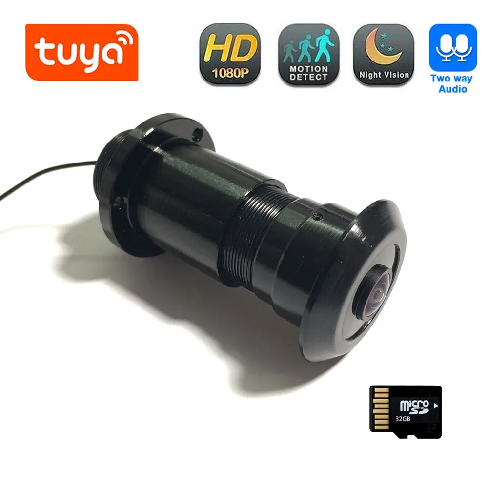 

New Door Eye Hole Security 1080P HD 1.44mm Lens Wide Angle FishEye CCTV Network Night Vision Peephole Door Wifi Camera P2P ONVIF