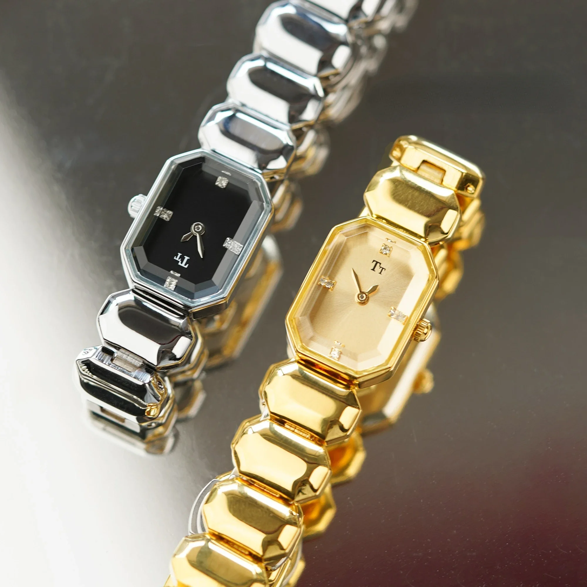 Ladies Diamond Watch Antique Brass Women Luxury