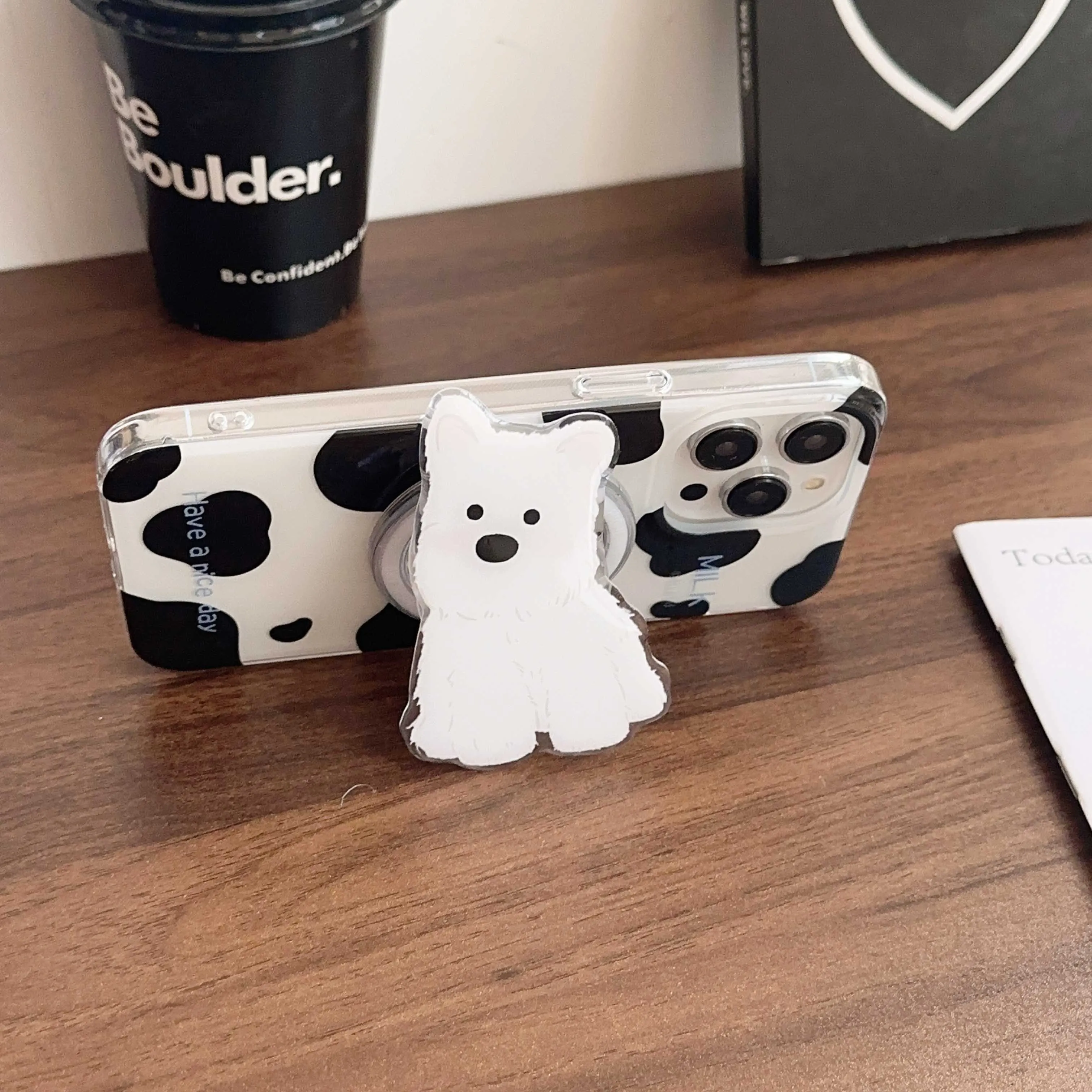 3D Dog Puppy Magnetic Cow Stripes Phone Case for iPhone