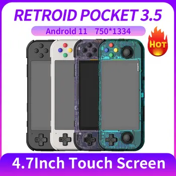 레트로이드 포켓 3 플러스 3 + 핸드헬드 콘솔, 4.7 인치 4G 128GB 안드로이드 11 RP3 + 핸드헬드 레트로 비디오 게임 콘솔 플레이어 박스, 신제품