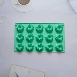 Silicone Spiral Design 15-Hole Baking Mold for Cakes, Mousse, and Pastries (013green)