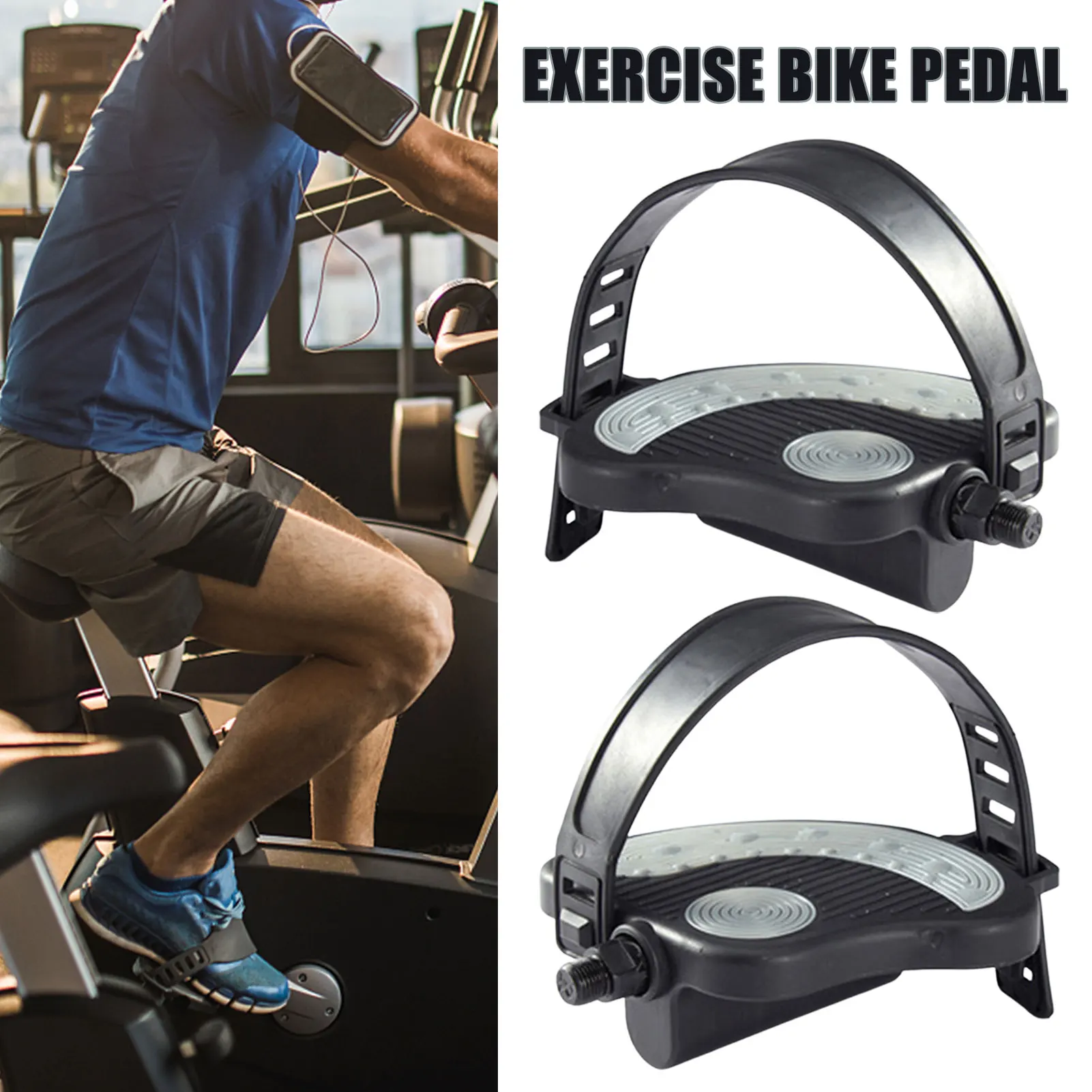 Bike Pedal Set Anti-slip Pedal Strap Universal For Exercise Training Bike Parts Replacement Stationary Pedals