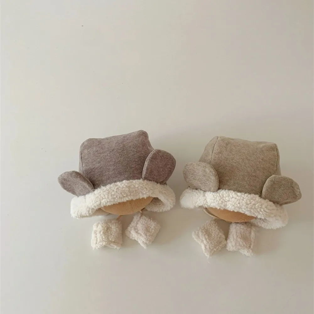 Kawaii Cute Bear Ear Hat Fleece Thick Baby Beanie Cap Winter Warm Ear Protection Hat Boys Girls