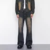 Retro Washed Bell Bottom Jeans Loose Straight Leg Casual Trousers for Men And Women Vintage Faded AE Stock from China