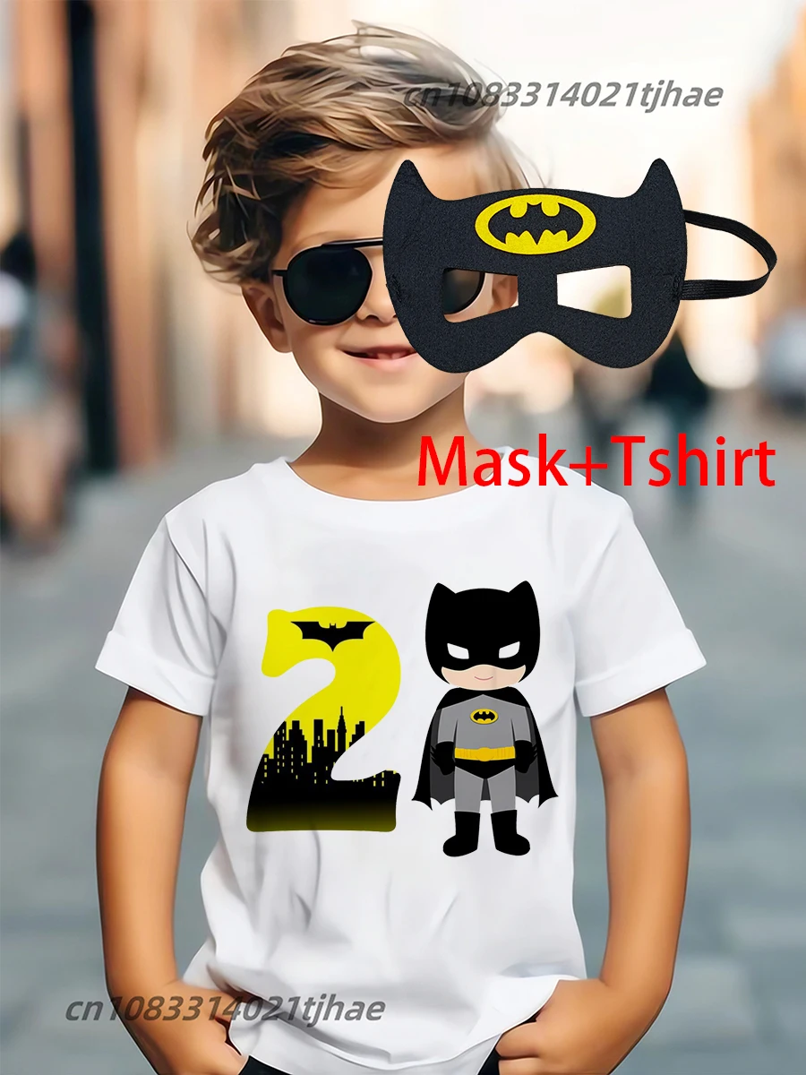 Funny Batman Super Hero Kids Tshirts for Baby Birthday Party T-Shirt Tees Boys T Shirt with Clothes Children Fashion Tops 4