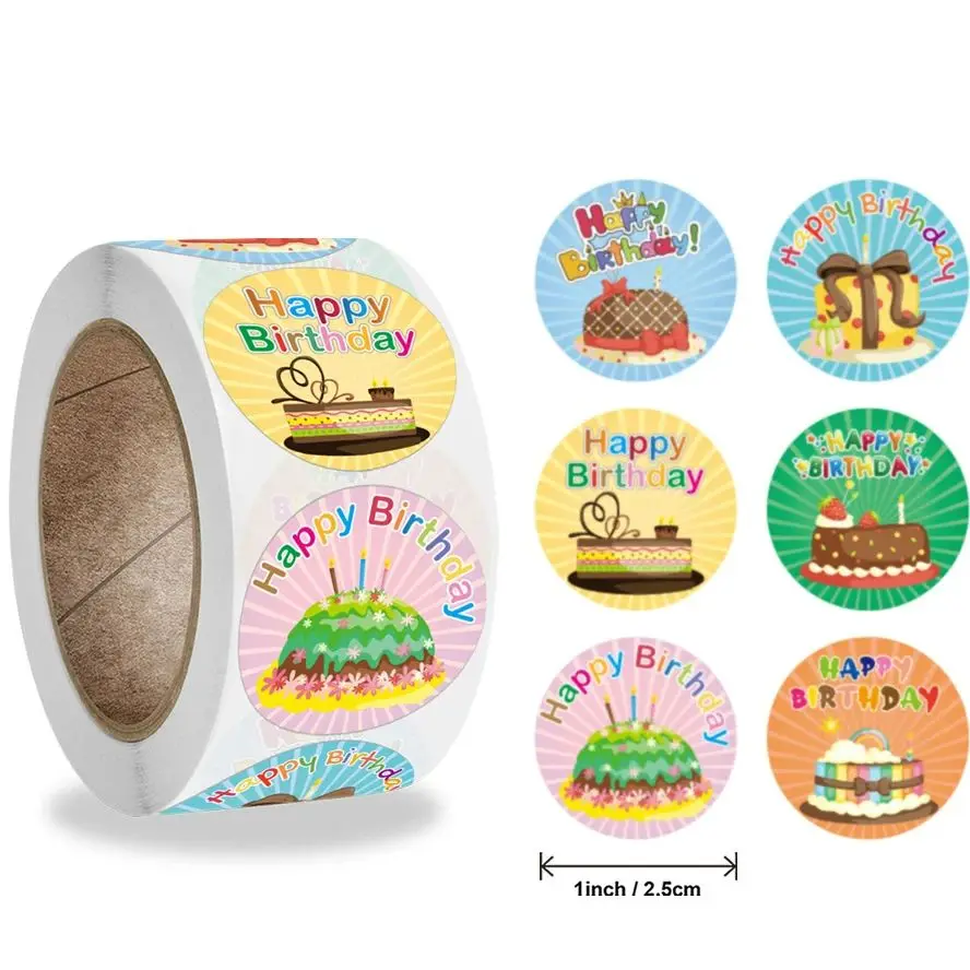 

100-500pcs Cute Happy Birthday Stickers Birthday Gift Decoration Tag Sealing Label Kids toys Gift Package Scrapbooking Stickers