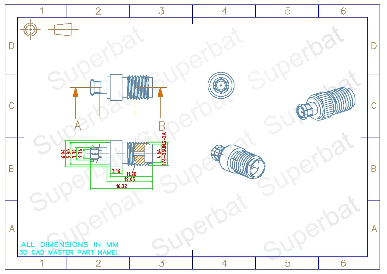 SMA Female to MCX Male RF Coaxial Connector Adapter