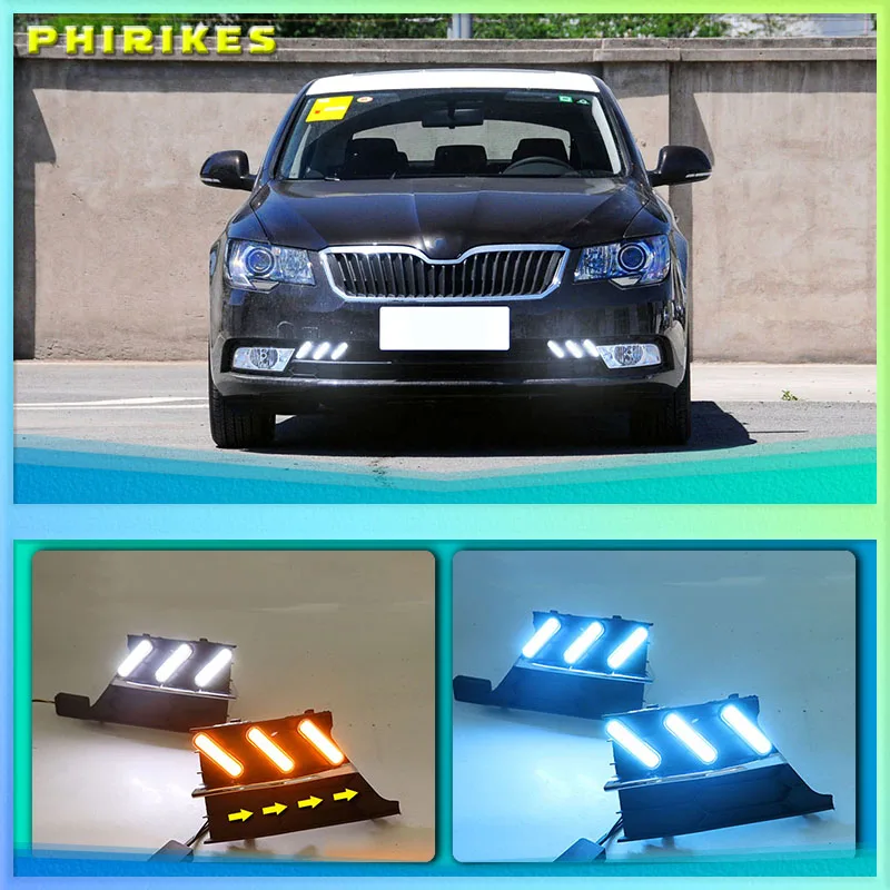 

2PCS Super Brightness Car DRL Lamp 12V Waterproof ABS LED Daytime Running Light For Skoda Superb 2013-2015