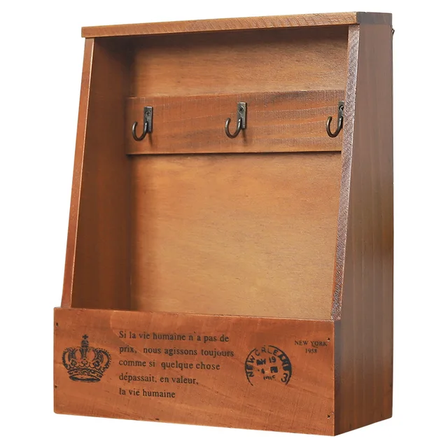  BESPORTBLE Caja de almacenamiento vintage, soporte para llaves  de entrada, caja de almacenamiento de llaves de madera, organizador de pared,  organizador de pared para llaves rústicas, gancho para colgar llaves para