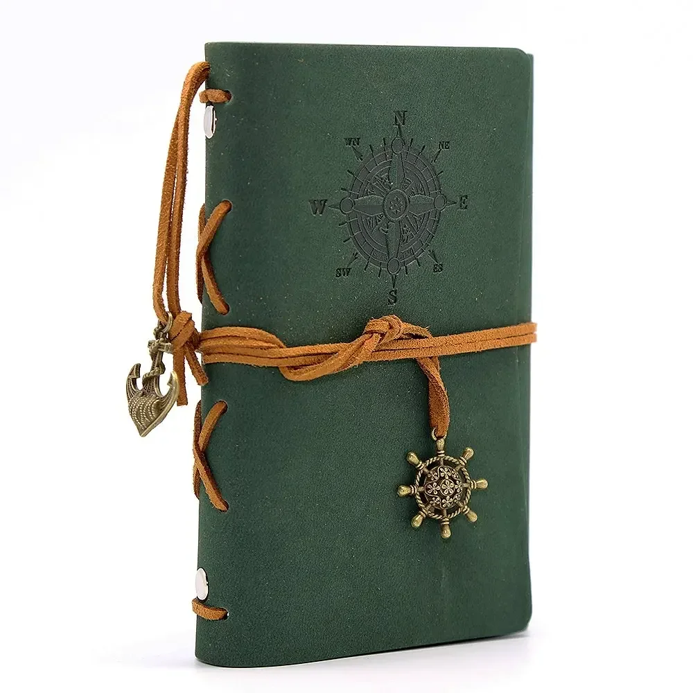 Vintage Leather-Covered Notebook and Journal with Replaceable Kraft Paper