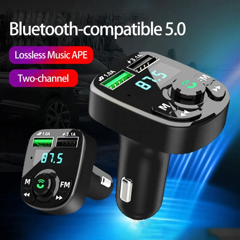 

Car Charger Bluetooth Speaker FM Handsfree Call Dual USB Fast Charge For Apple Car Phone Charger Adapter