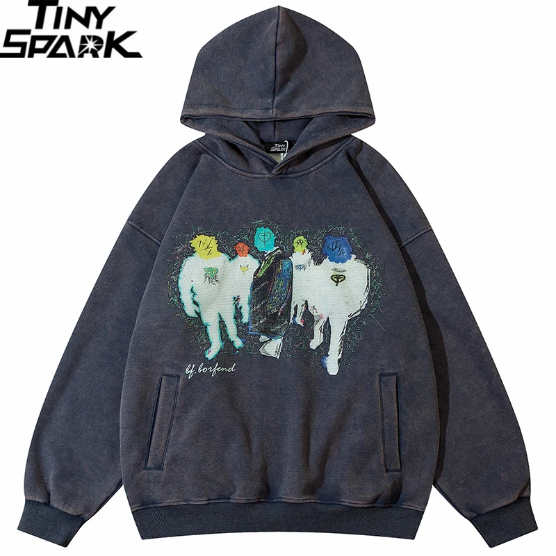 Estilo Harajuku Streetwear Sudadera Con Capucha Hombre KENAIJING - Estilo Harajuku, Patchwork Estampado, Algodón, Casual Streetwear Sudaderas Hombre Diseño único