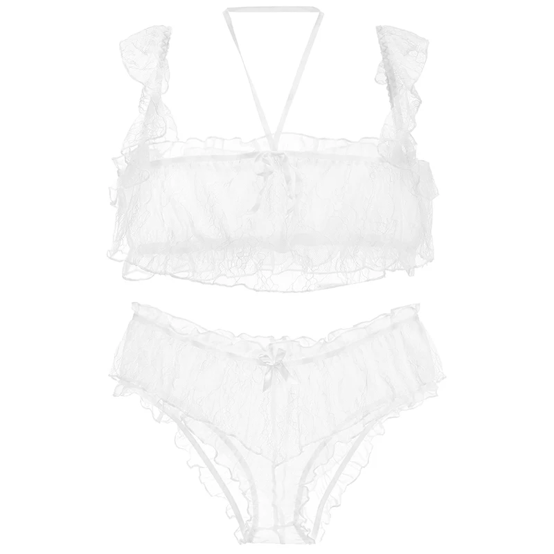 Sexy Princess Sleepwear for Women Sheer Home Clothes Ultra-thin Lace Lingerie Pyjamas Women 2 Piece Black Night Wear Pajama Sets