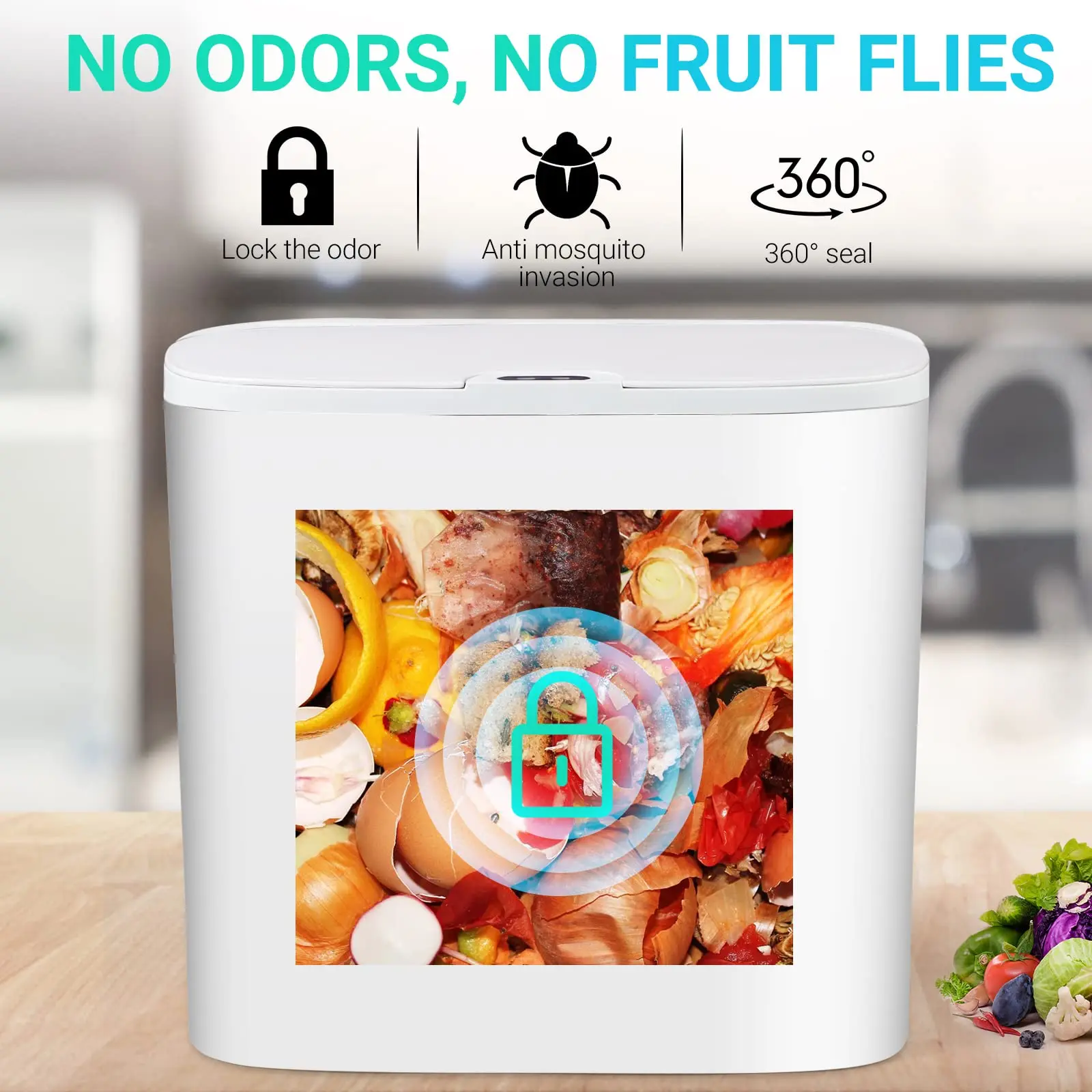 Touchless Motion Sensor Trash Can - Automatic Waterproof Slim Garbage Bin for Bathroom and Kitchen