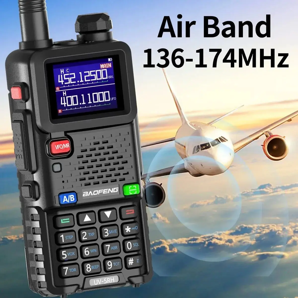 Baofeng UV-5RH Pro Max 15W Air Band Walkie Talkie Wirless Copy Frequency Tri-power Type-C NOAA Long Range 5RM Ham Two Way Radio 3