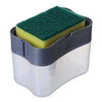 2 in 1 พร้อมฟองน้ําขัดเครื่องจ่ายผงซักฟอกเหลวกด-ประเภทสบู่เหลวกล่องปั๊มOrganizerเครื่องมือห้องครัวอุปกรณ์ห้องน้ํา 6