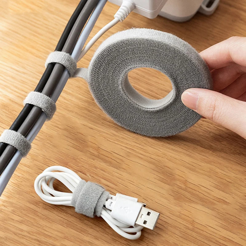 

Cable Organizer Self Adhesive Fastener Tape Reusable Strong Hooks Loops Cable Tie Magic Tape Protector