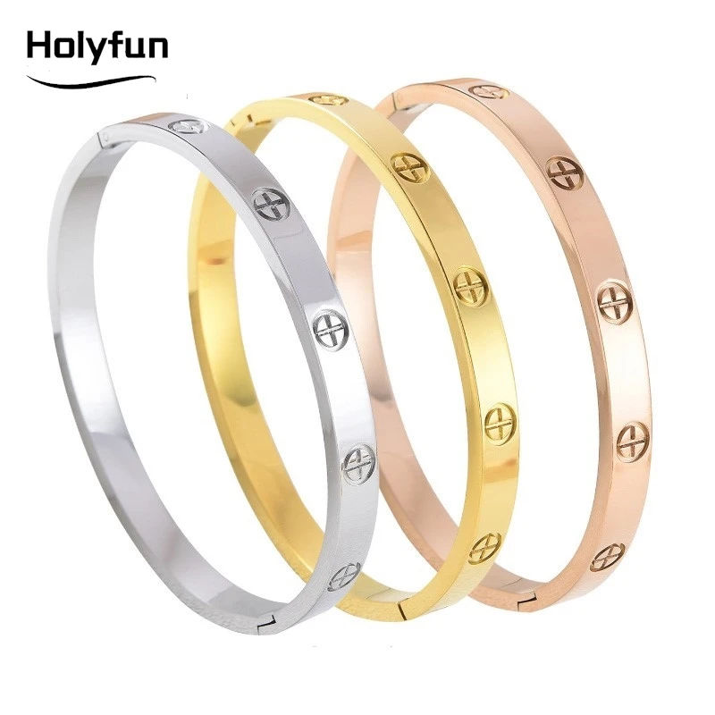 European and American stainless steel cross pattern bracelet, grand and luxurious, trendy and personalized design, simple and no 6