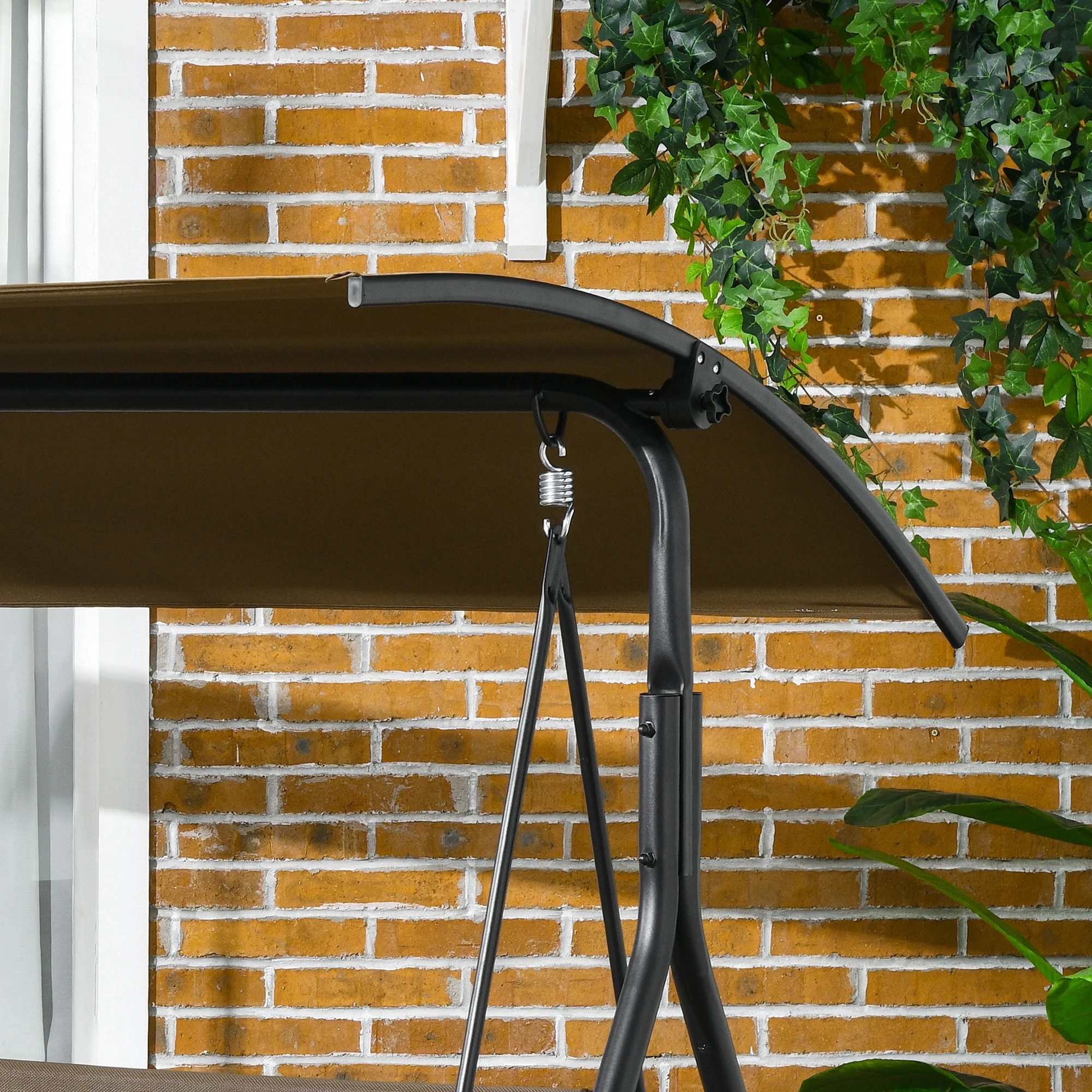 Outsunny 3-Person Porch Swing with Adjustable Tilt Canopy, Brown 6