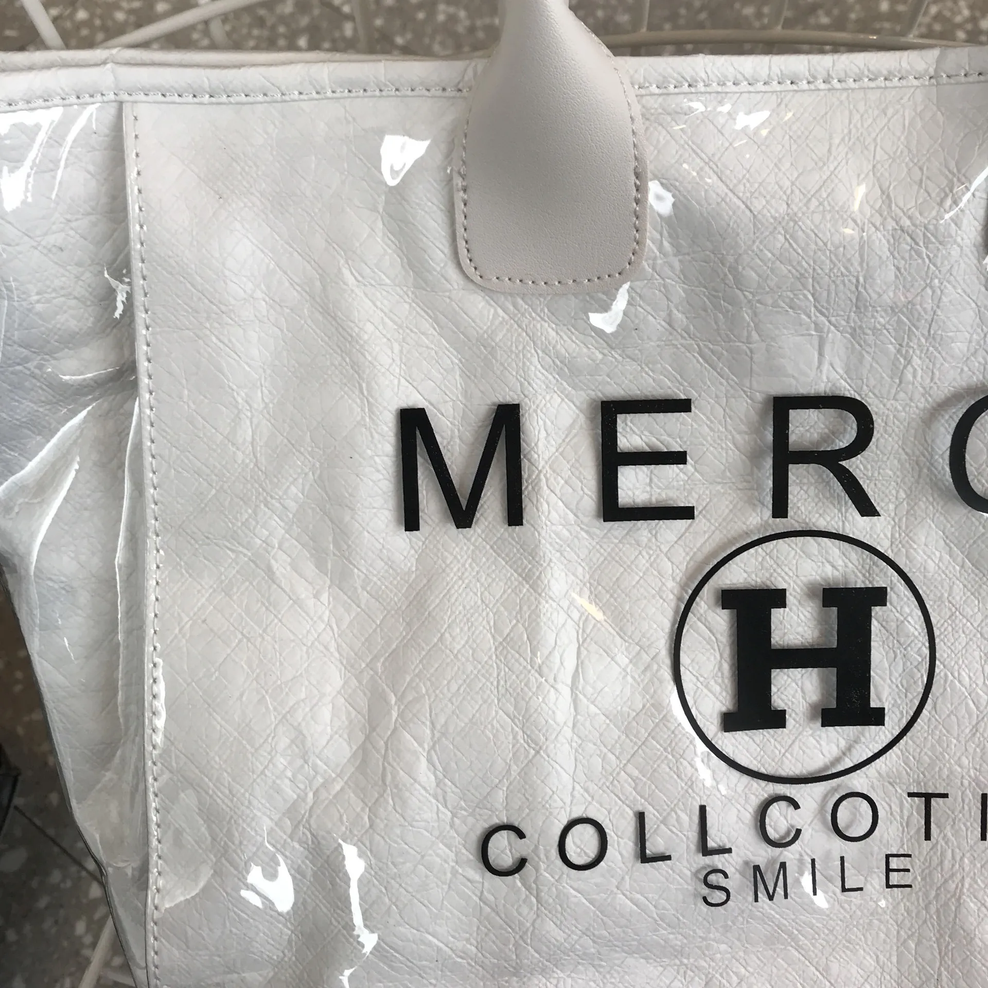 New women's handbags in spring PVC tote bags street fashion letters large-capacity sandwich handbags bag for women