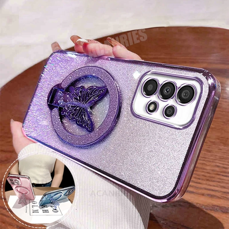 Elegant Plating Butterfly Holder Silicone Phone Case - Enhanced Back Cover