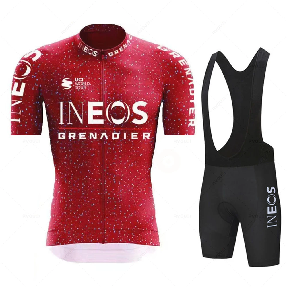 Cycling Jersey Set INEOS-Team Cycling Jersey Set for Men Short Sleeve MTB Race Cycling Clothing Outdoor Riding