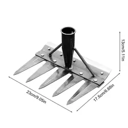 Multi - Tooth Carbon Steel Hand Rake for Gardening and Weeding (5 teeth)