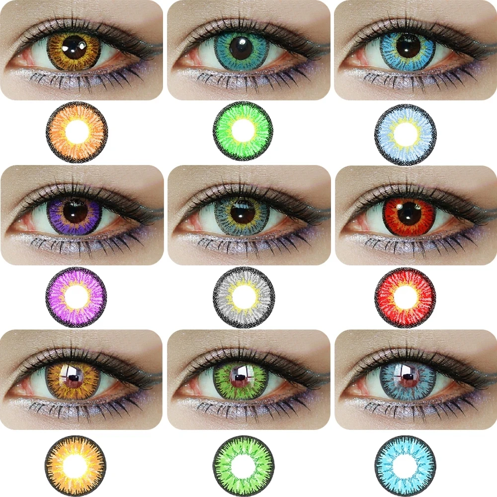 KSSEYE 2PCS Halloween Cosplay Contact Lenses Red Purple Lenses Large Pupils Lenses Natural