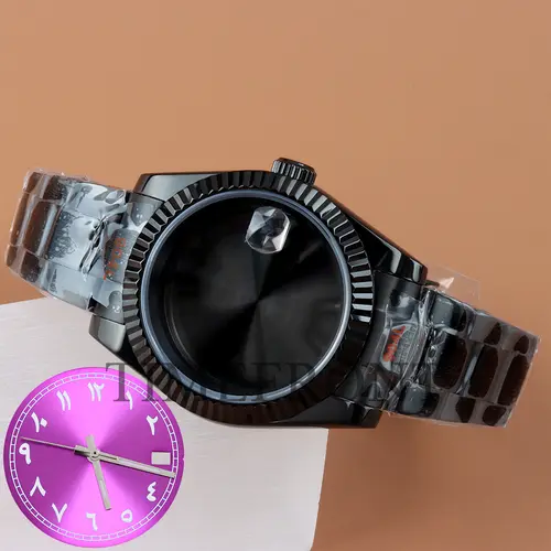 Silver/Black 36mm 39mm nh35 Watch Case with pink Sunburst Dial and Hands For Datejust NH35 NH36 Movement Waterproof Oyster Strap - Image 14