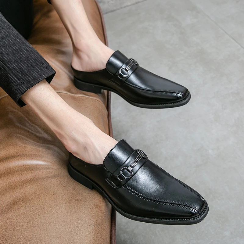 Mens Half Slippers Black Summer Office 