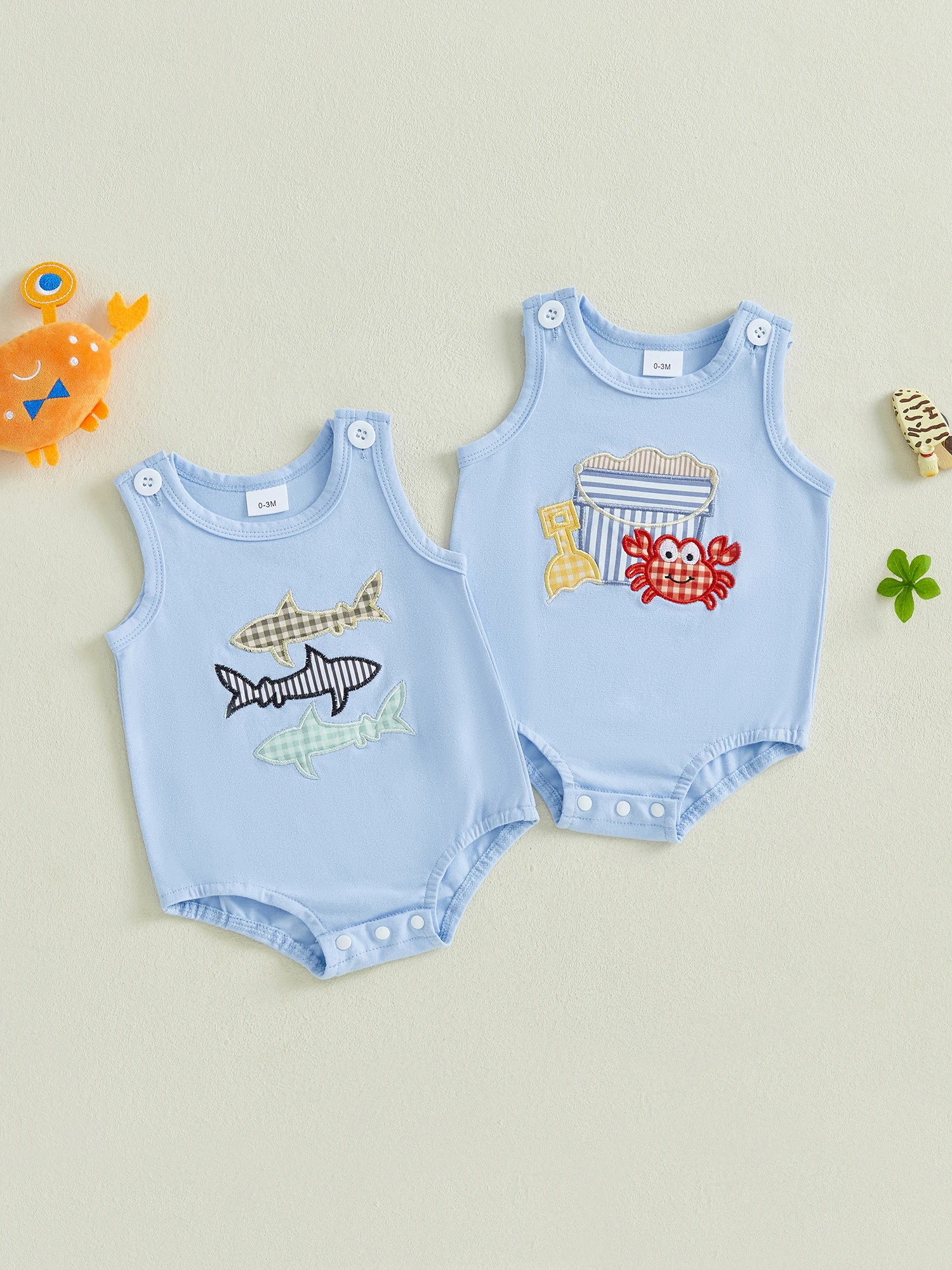 sleeveless romper shark romper baby