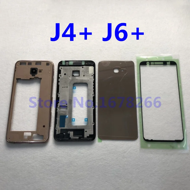 

For Samsung Galaxy J4+ J6+ 2018 J4 Plus J415 J610F SM-J415F Full Housing LCD Panel Cover Middle Frame Battery Door Case
