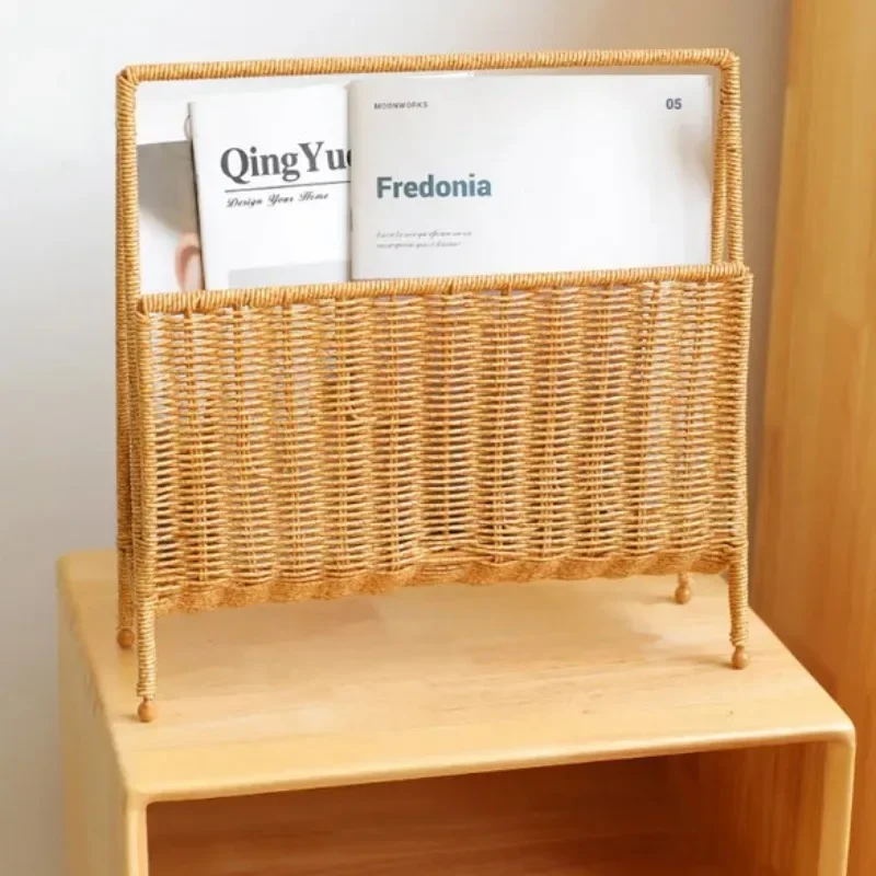 Kens Creative Vine Weaving Homestay Coffee Shop Magazine Rack Sample Home Living Room Book And Newspaper Storage Basket