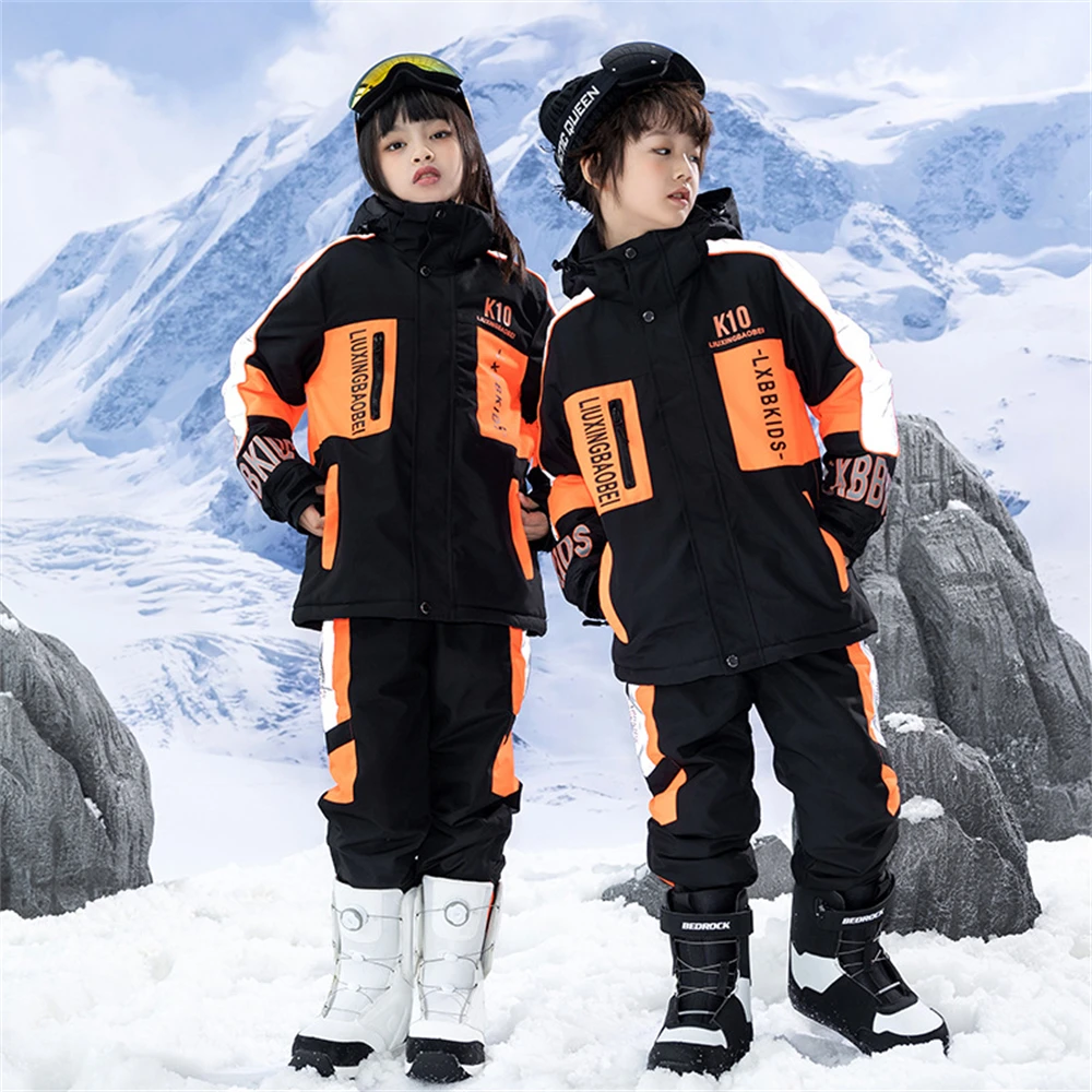 

Hiheart 3-12T Kids Ski Suits Boys Girls Snow Jackets Pants Winter Outdoor Sportswear Waterproof Children Boy Girl Snowboard Suit