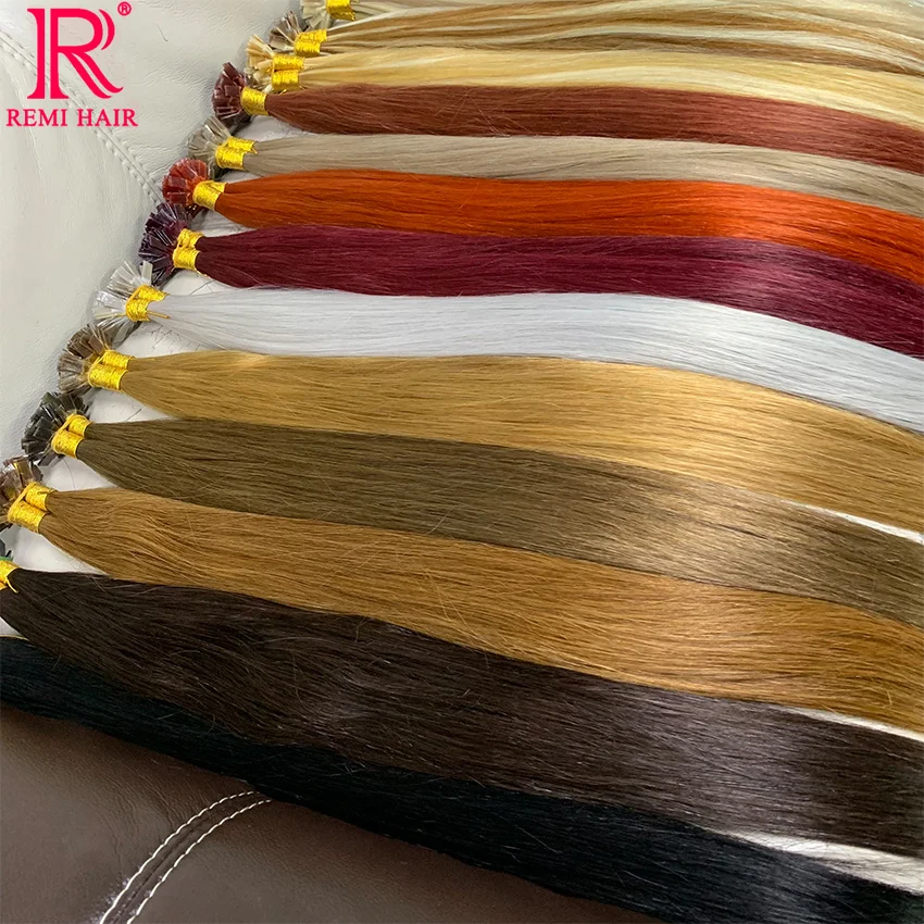 Flat Tip Keratin Hair Extensions Straight Real Human Hair Virgin Colored Vietnamese Hair Extensions Pre-bonded Fusion Hair 4
