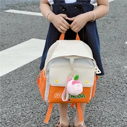 Korean Kids Backpack Travel Kawaii Children's Handbags for Girl Kindergarten Boy Schoolbag Splice Contrast Toddler Bag 2023 New