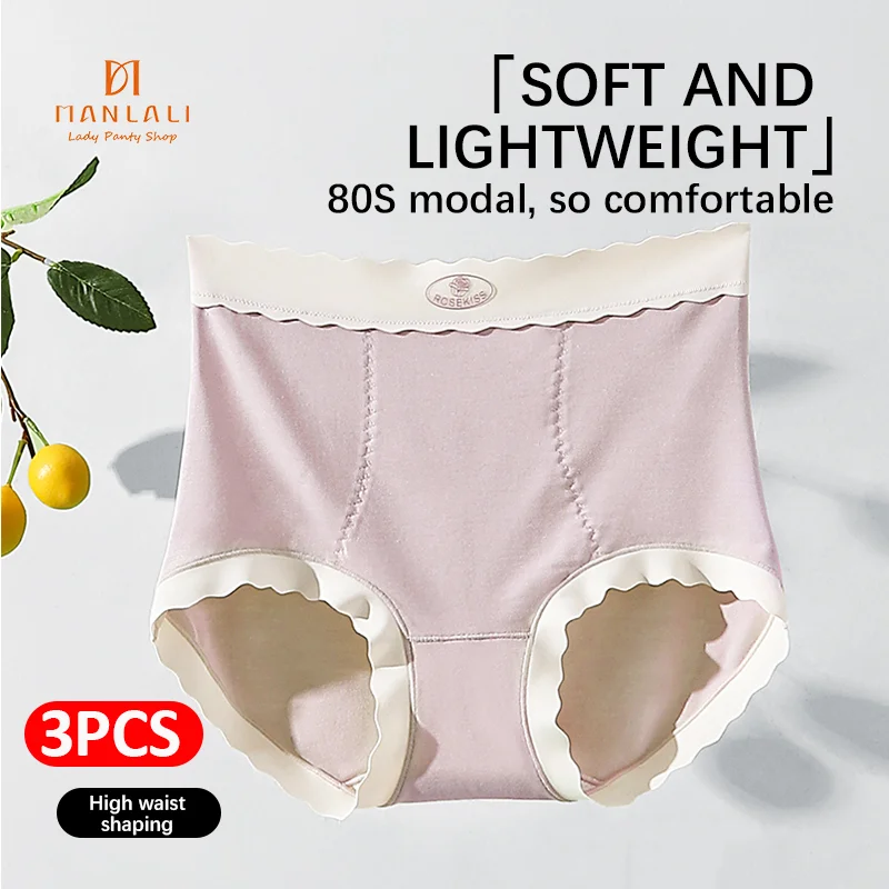 

3PCS/Set Women's Underwear Panty Sexy Lace Panties Plus Size Solid Color Nylon Briefs High Waist Seamless Underpants Lingerie