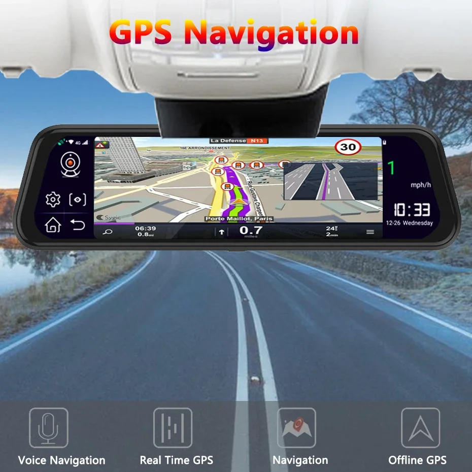 GPS ڵ ̷  ķ,   , ADAS ̼, FHD 1080P   ī޶, DVR, 4G LTE, ȵ̵ 8.1, 10 ġ