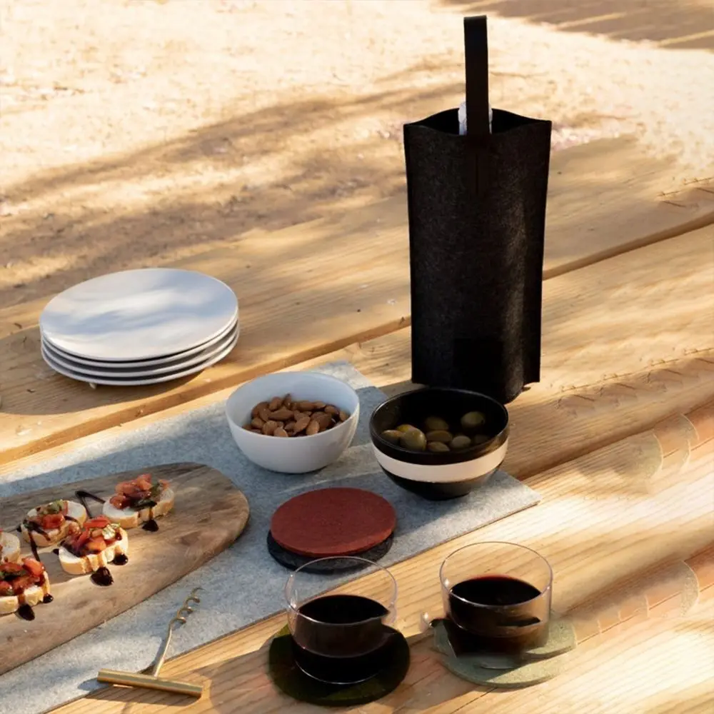 Protable Felt Wine Bag Single Double Insulated Felt Bag Solid Color Wine Carrier Bag