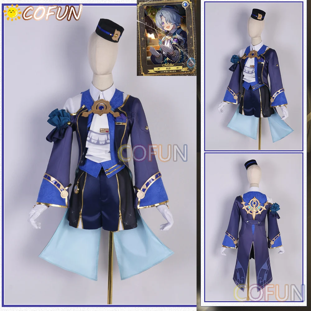 

Костюм для косплея Миши Honkai: Star Rail, костюмы на Хэллоуин для женщин и мужчин, игровой костюм, короткая шляпа, галстук, жилет, пальто