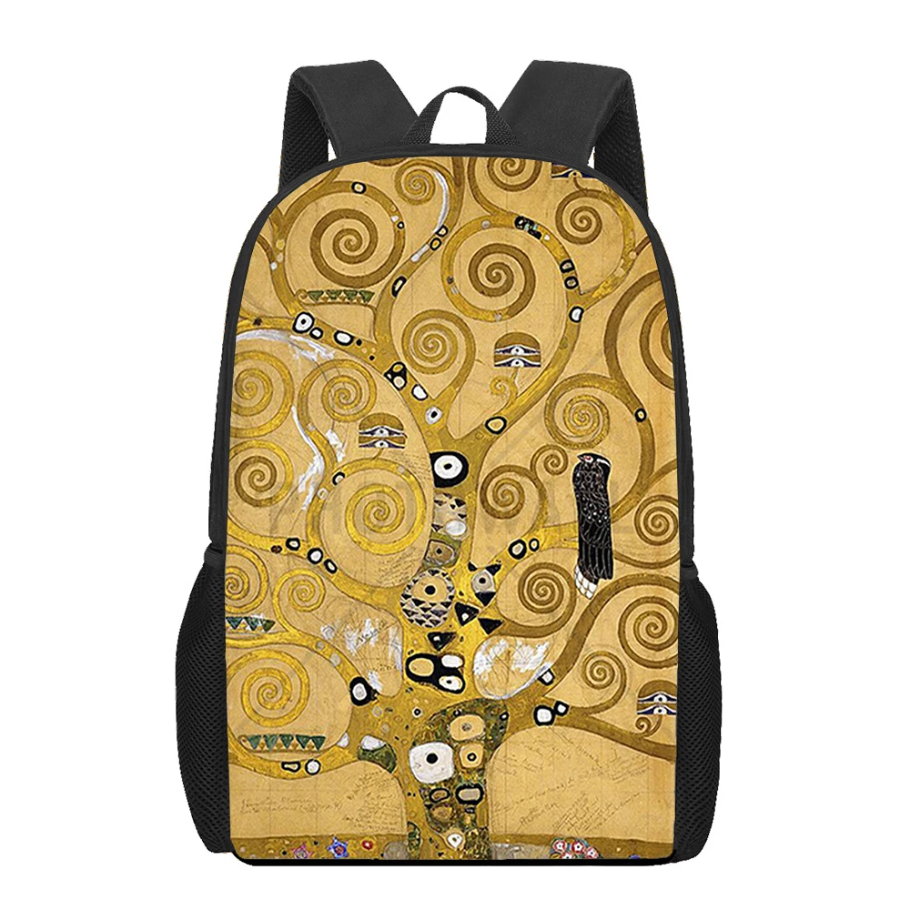 Gustav Klimt Art paintings 3D Print School Backpack for Boys Teenager Kids Book Bag Casual Shoulder Bags 16Inch Satchel Mochila