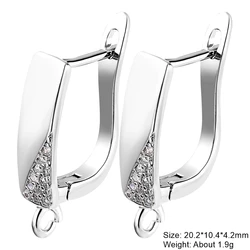 Set of 2 Handmade Earring Fasteners - Creative Ear Wire Hooks and Clasp Locks - 1 Pair - 2 Pieces (White Gold)