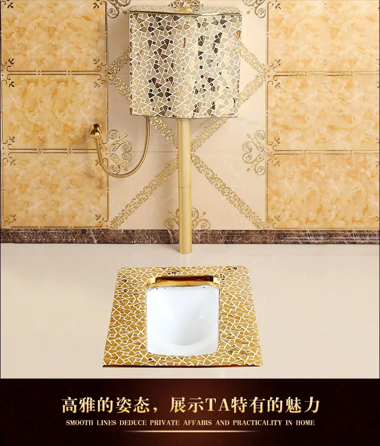 Description Picture 5 of itemY Toilet golden toilet flush water tank set with deodorant and rear drainage squatting pan