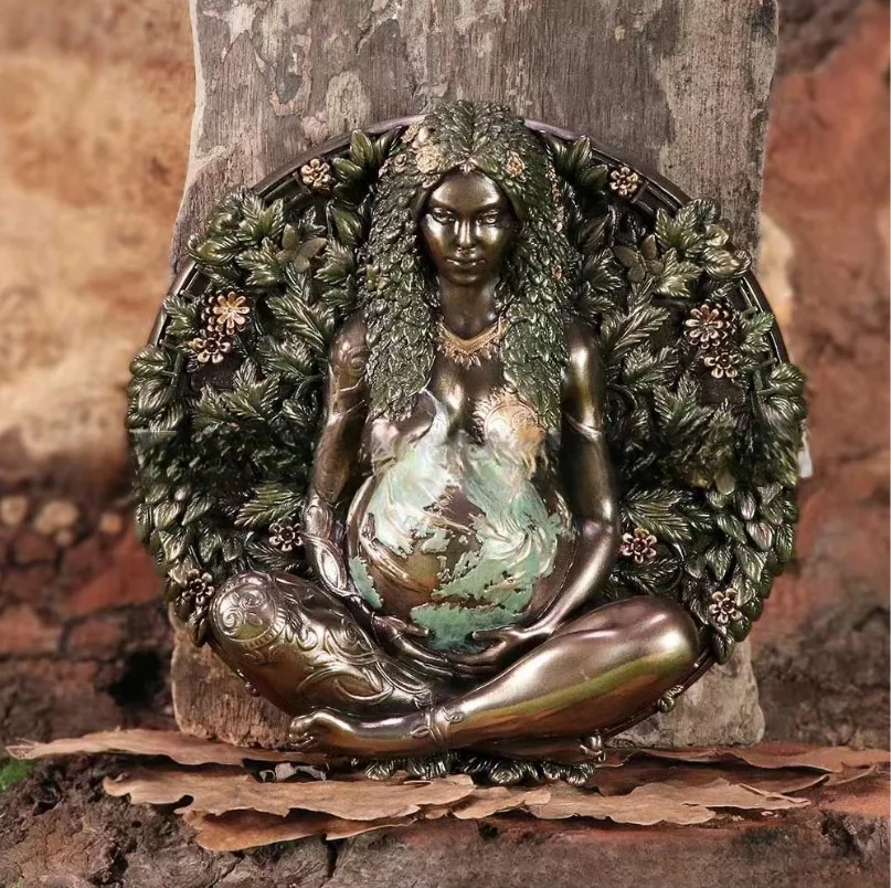 Gaea Mother Of All Life Statuetta In Resina Gaia Goddess Ornament Figurine Mother Earth Wall Plaque Divine Female Gaia Art Statue